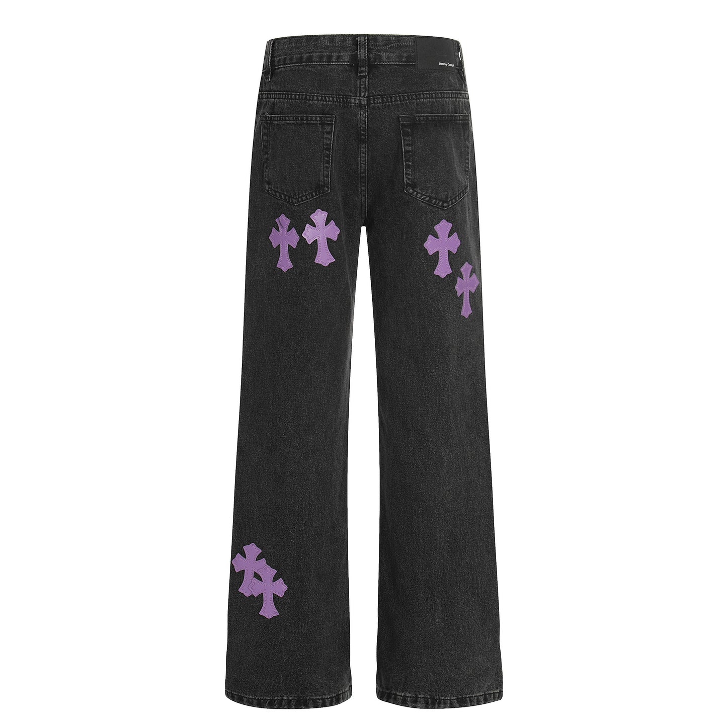 Unisex Retro Cross Pattern Slim Fit Flared Denim Pants