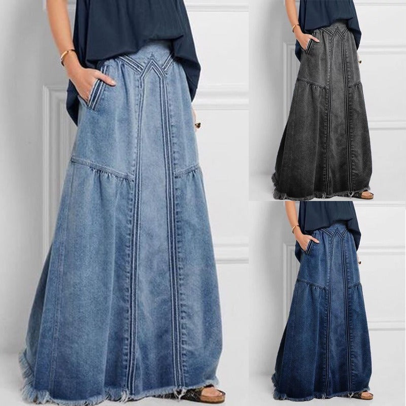 Women's Premium Japanese Denim A-Line Skirt