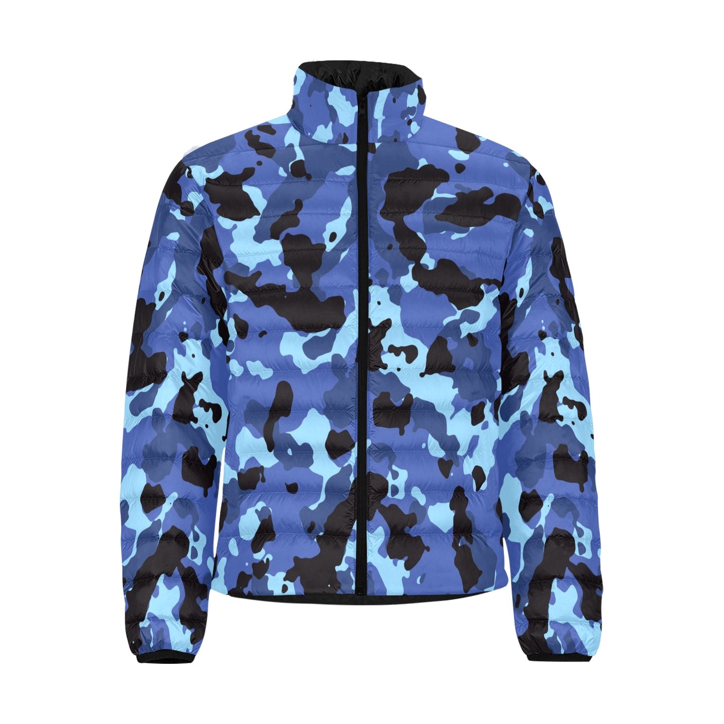 Dark Blue Camo Puffer Bomber Jacket