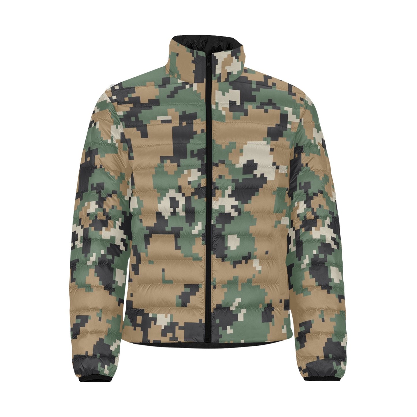 Army Green Digital Camo Puff Bomber Jacket