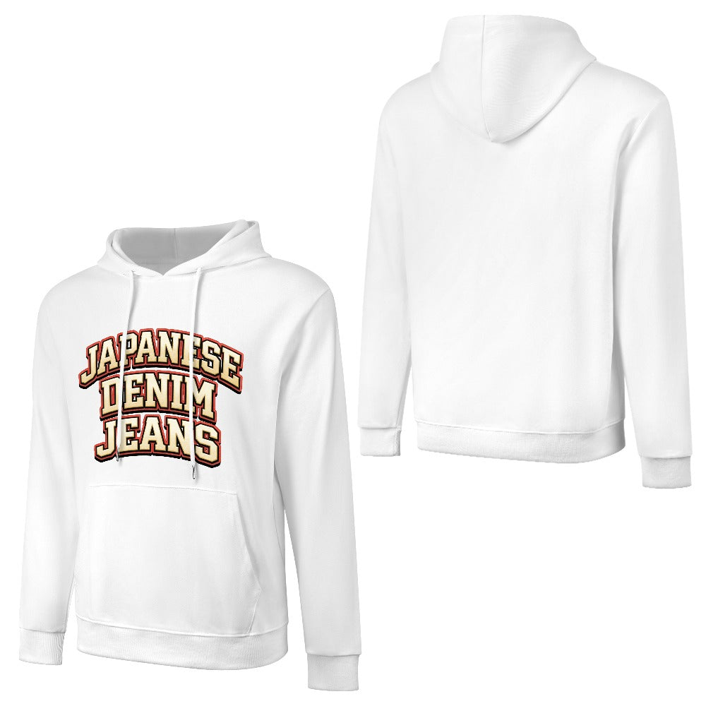 Japanese Denim Jeans University Hoodie 100% Cotton - White