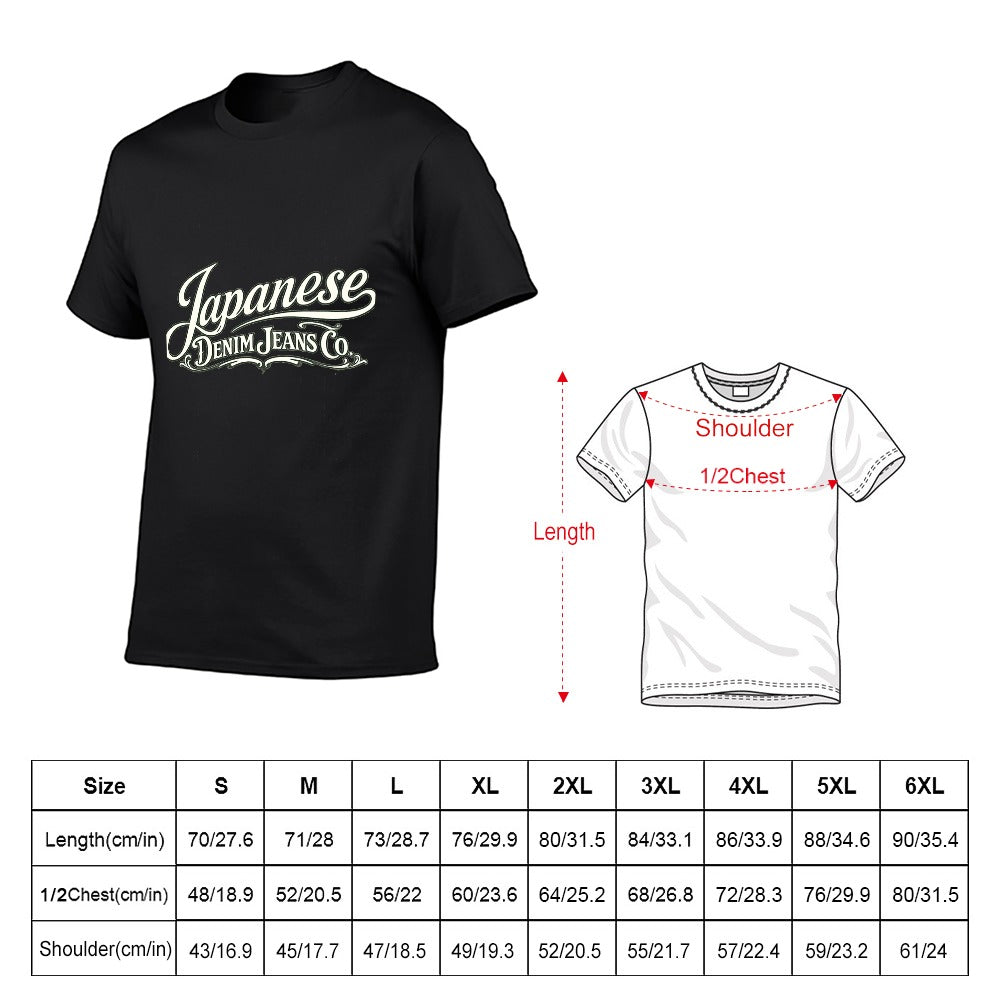 Japanese Denim Jeans Co. Men's Short Sleeve Cotton T-Shirt - Black