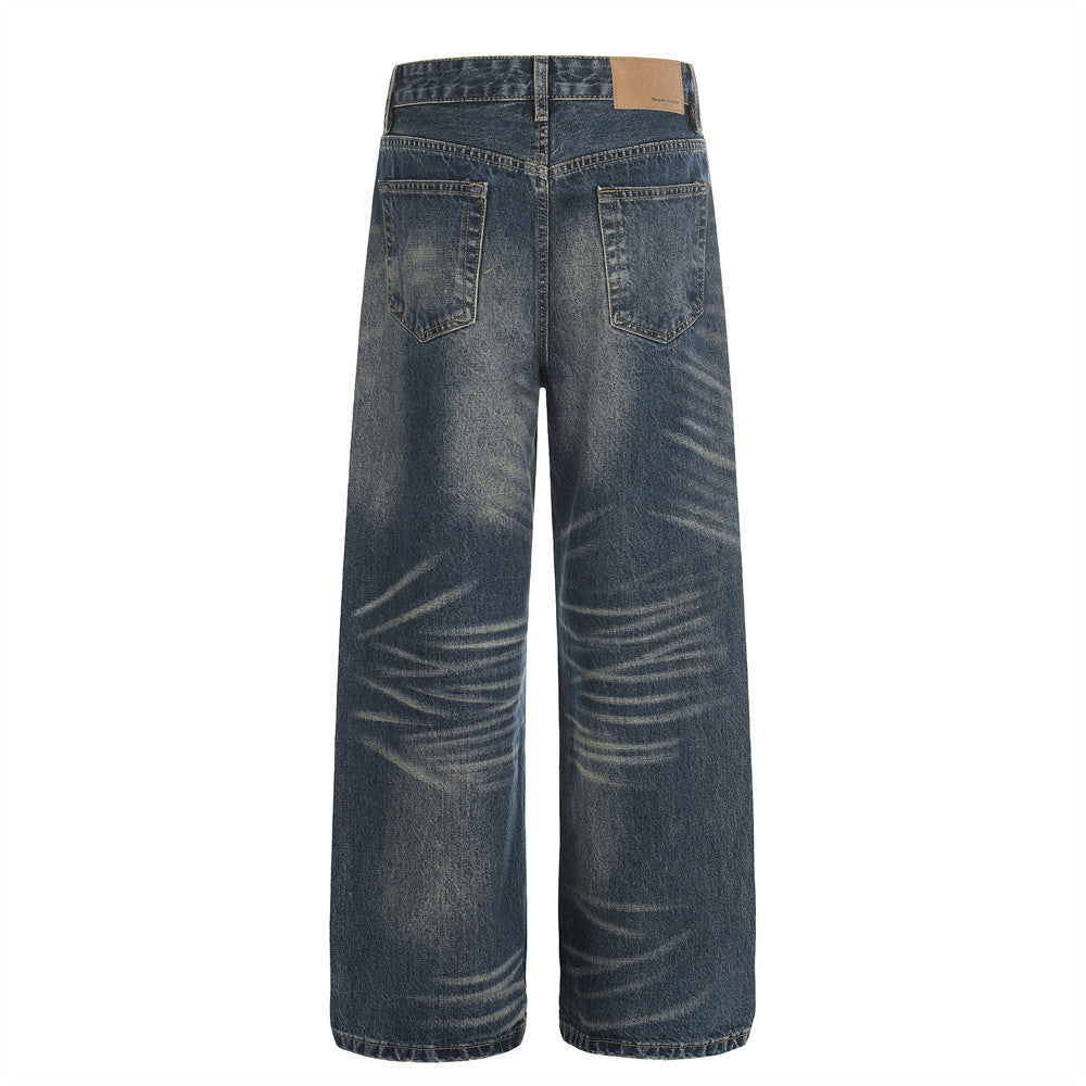 Washed Denim Wide Leg Pants