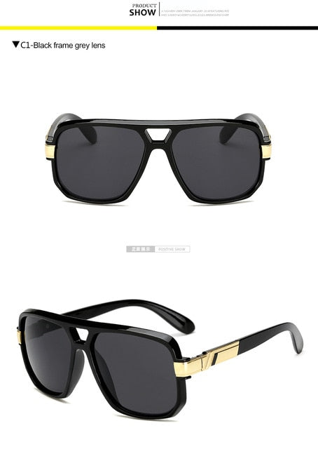 Square Sunglasses for Men and Women Celebrity Style Flat Lens Eyewear
