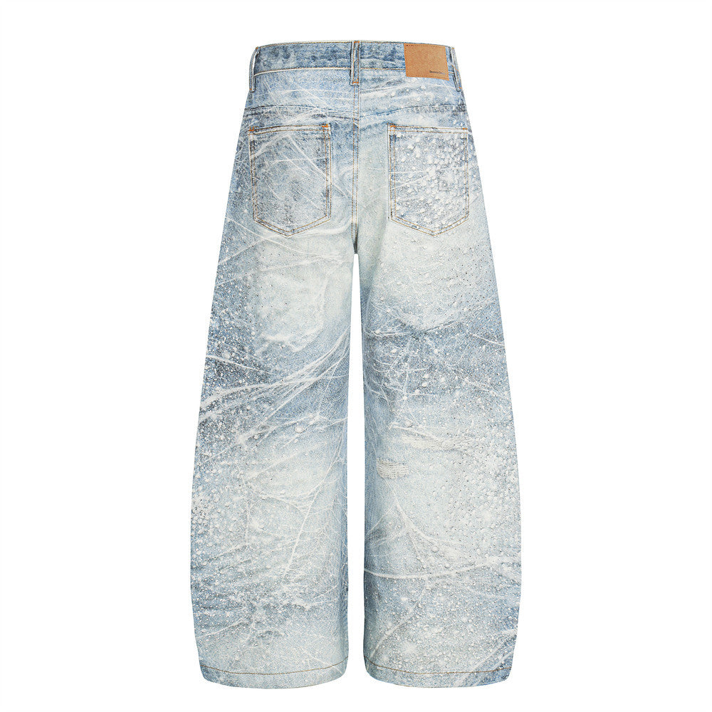 Wash Gradient Curved Denim Jeans
