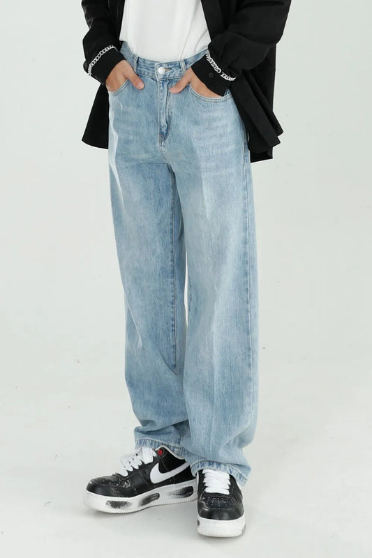 Mid-Rise Wide-Leg Jeans with Pockets, Japanese Denim