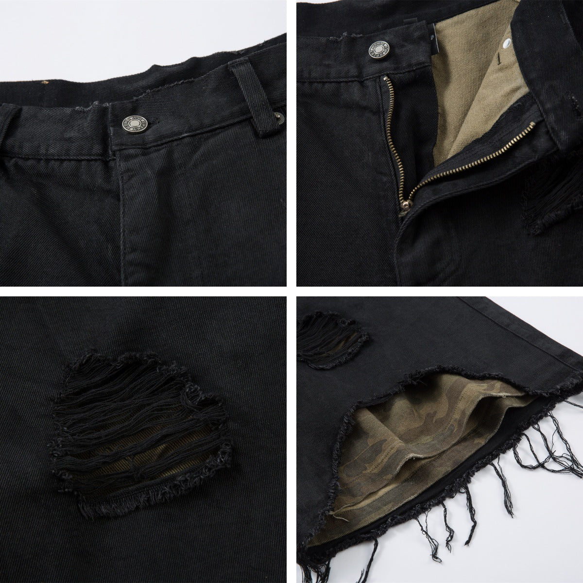 Men's Retro Distressed Wide Leg Denim Pants