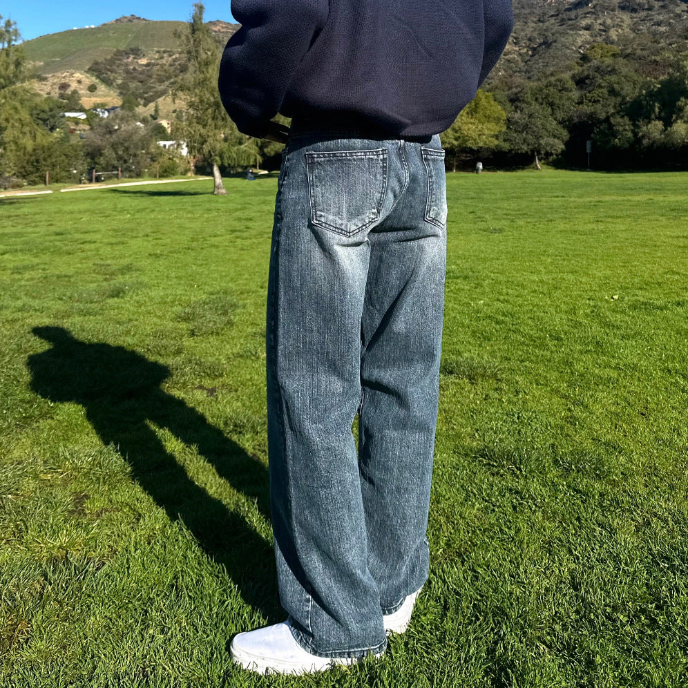 Vintage Washed Straight Leg Jeans