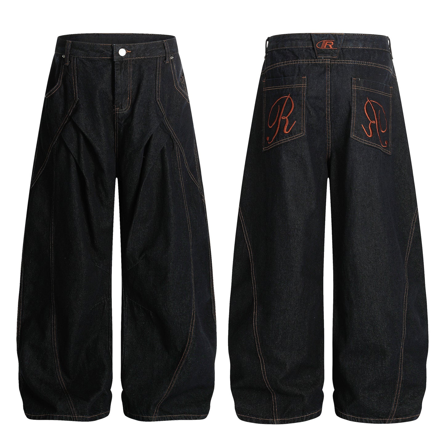 Embroidered Distressed Denim Long Pants