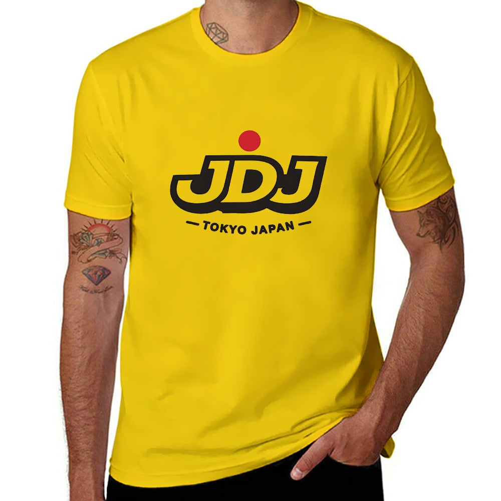 JDJ Logo Men's Short Sleeve Cotton T Shirt - Yellow