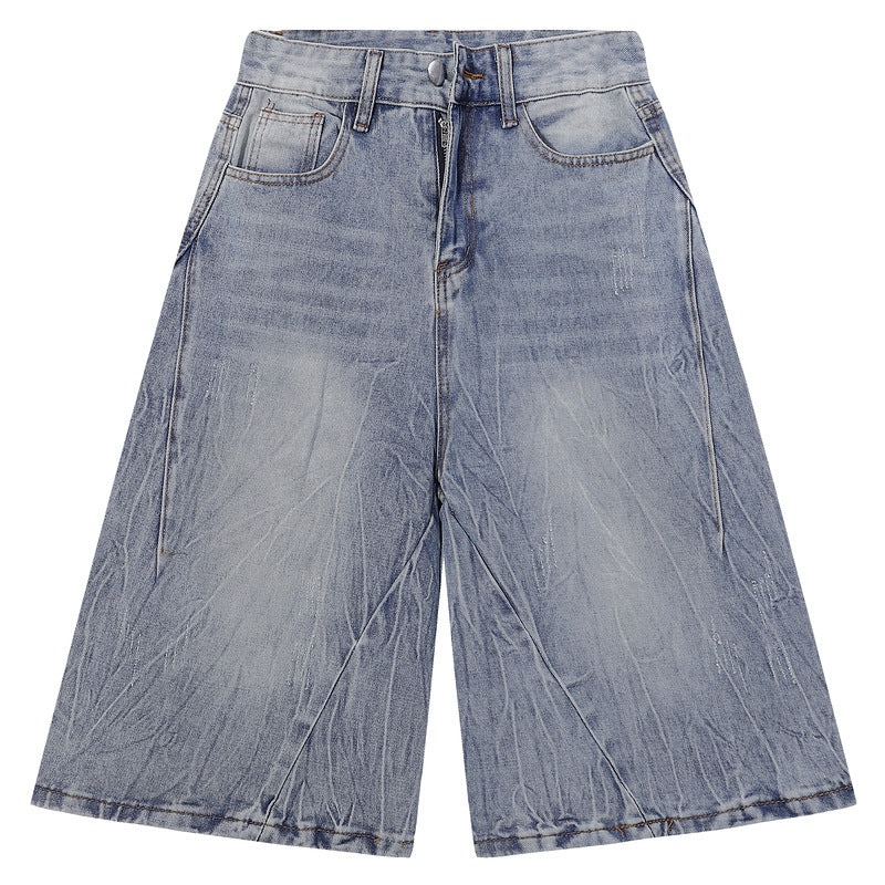 Unisex Summer Washed Denim Loose Sport Pants