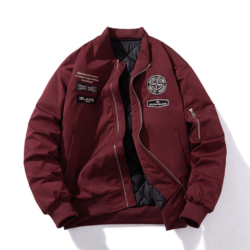 Retro Fashion Quilted Bomber Jacket High Street Embroidered Baseball Jacket Couple