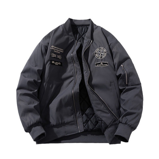 Retro Fashion Quilted Bomber Jacket High Street Embroidered Baseball Jacket Couple