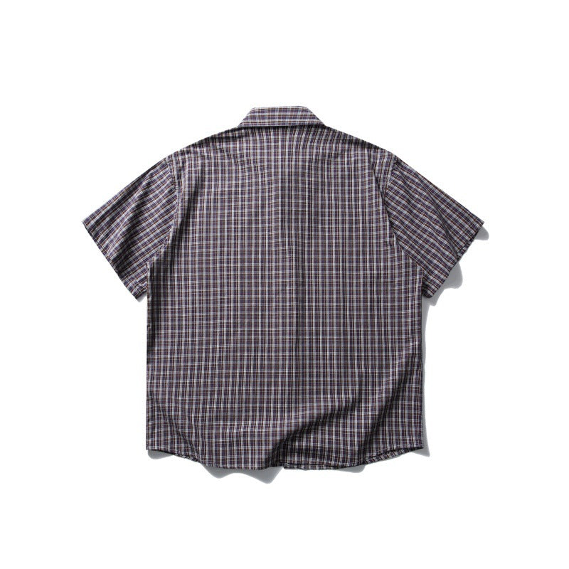 Silhouette Checkered Short Sleeve Shirt for Men and Women