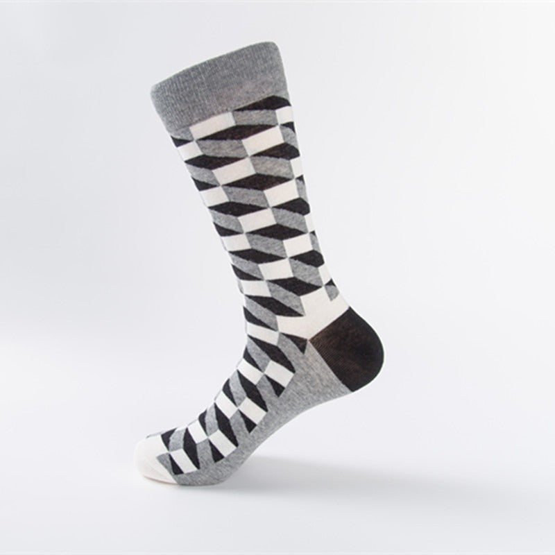 Colorful Geometric Shape Medium High Cotton Socks