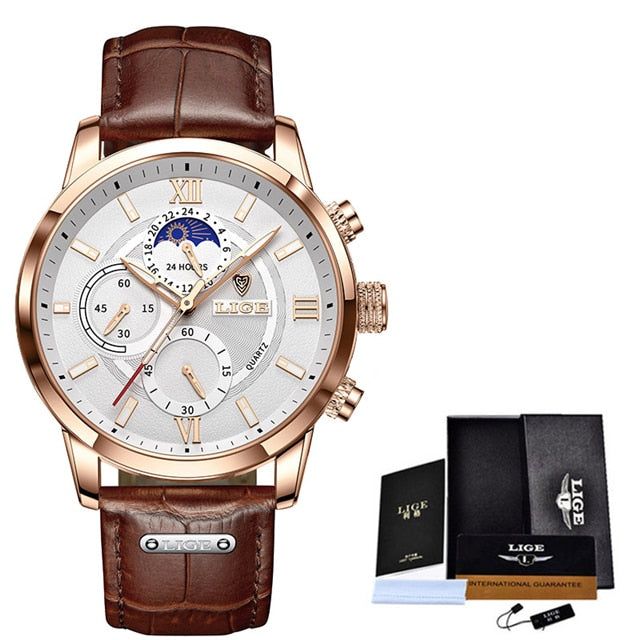 Men's Luxury Wrist Watch - Leather Quartz Waterproof Watch