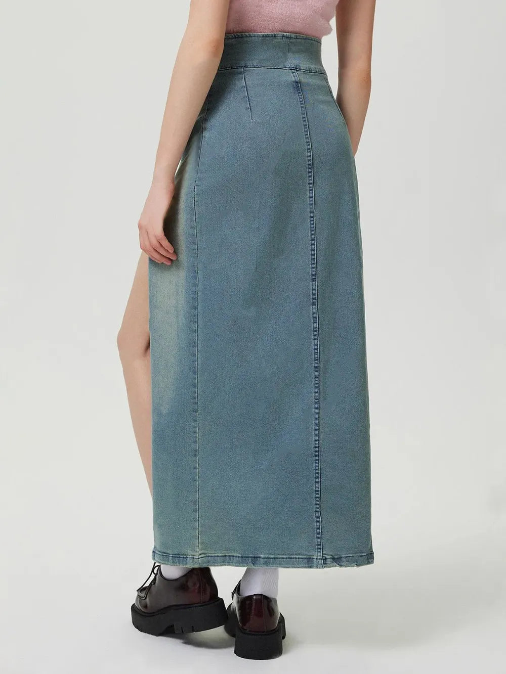 Premium Japanese Denim Skirt with Slit and Zipper