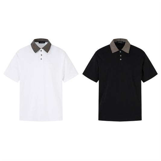 Two-Tone Flip Collar Short Sleeve Polo