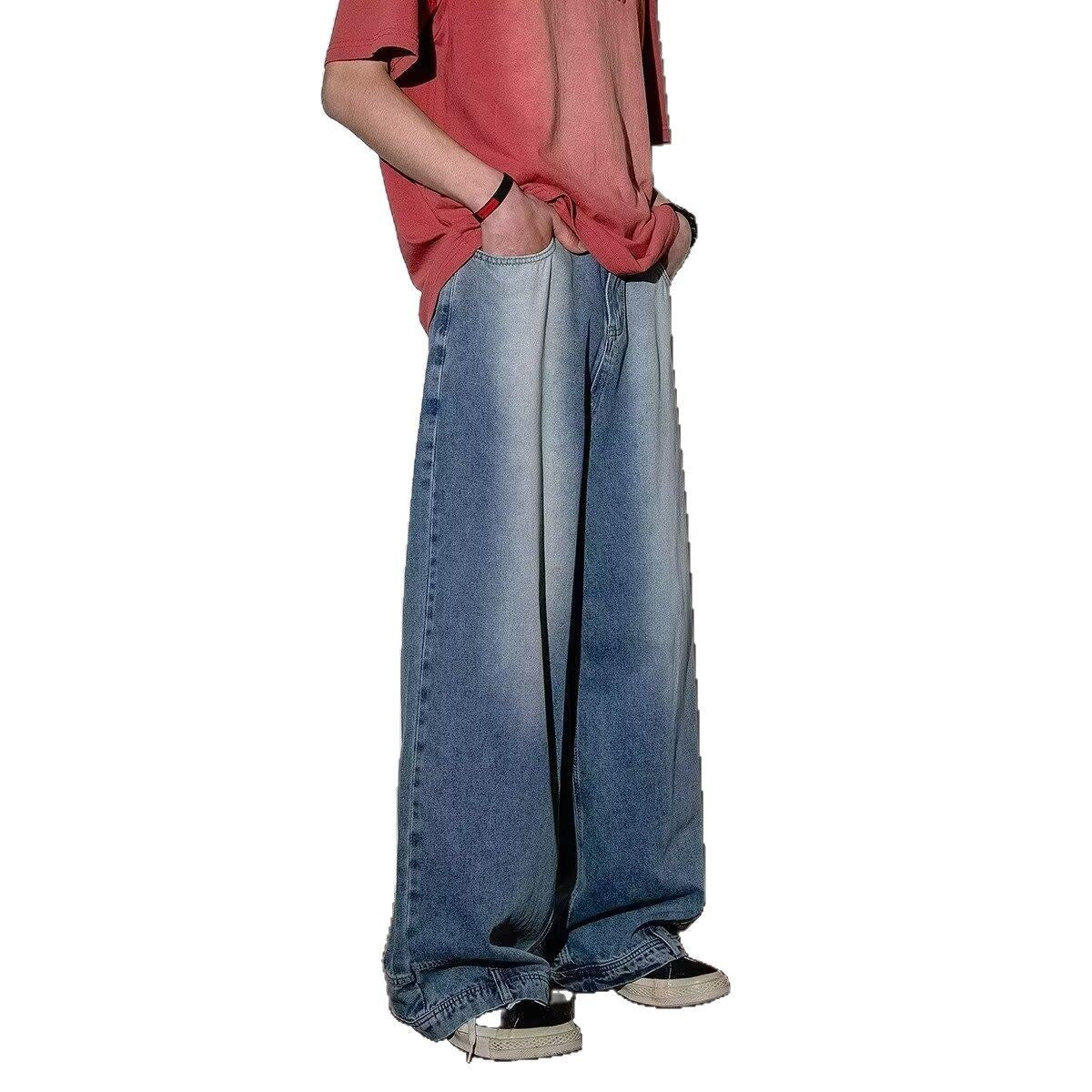 Loose Washed Micro Flared Straight Leg Floor Pants