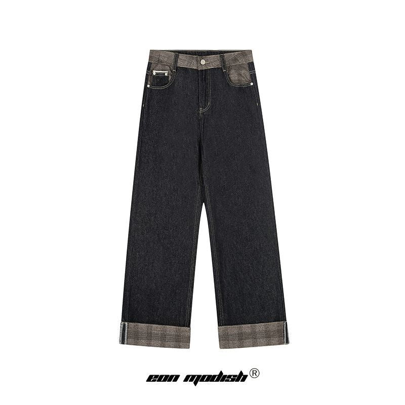 Unique Patchwork Design Denim Long Pants