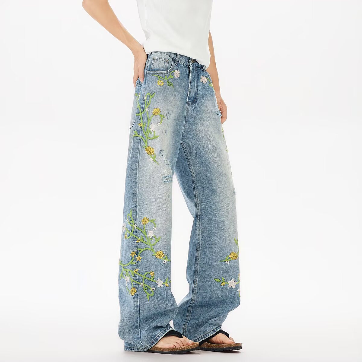 Casual Washed Jeans - Straight Leg Summer Pants for Men