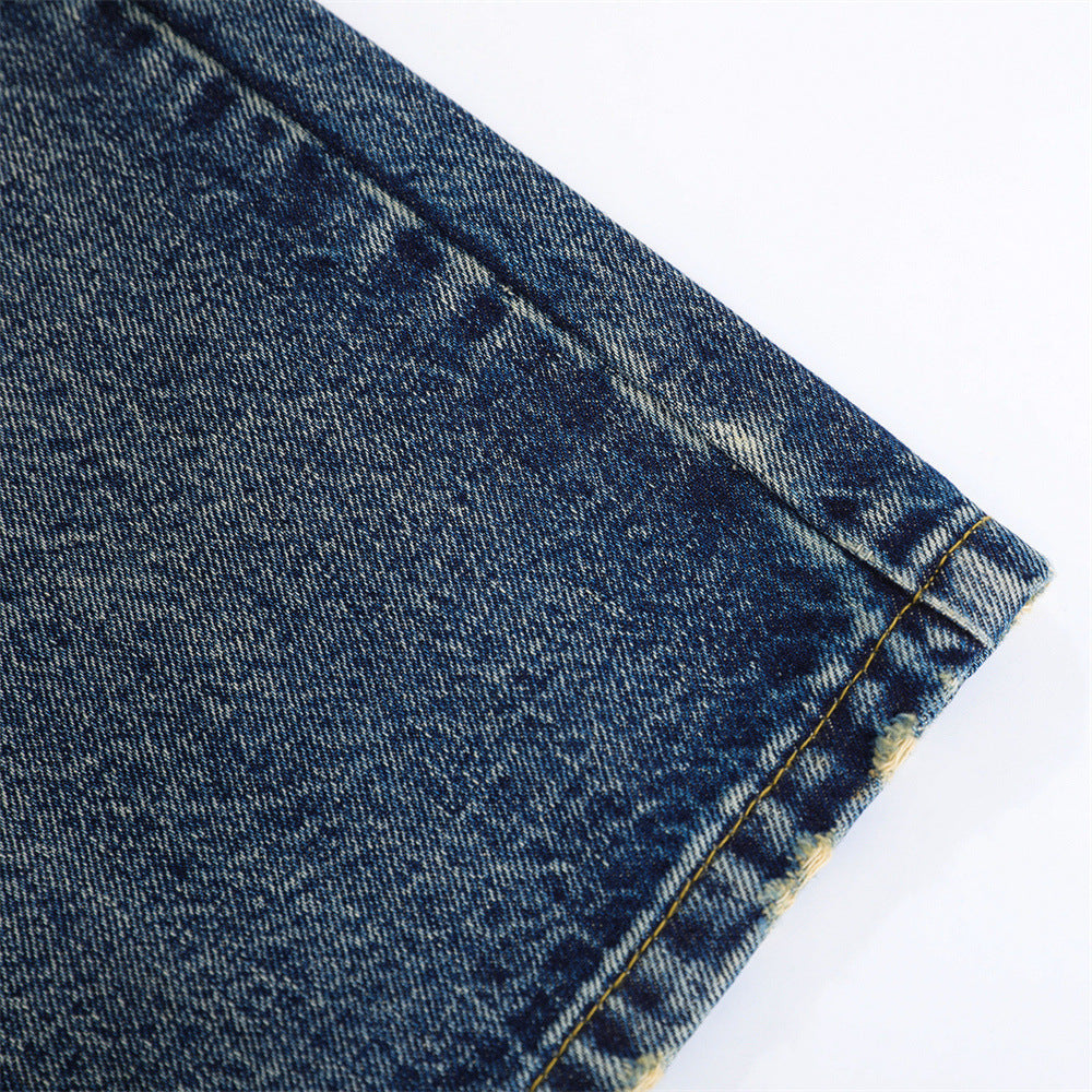 Washed Denim Bell Bottoms For Men – Flared Cotton Jeans (Mid-Rise)