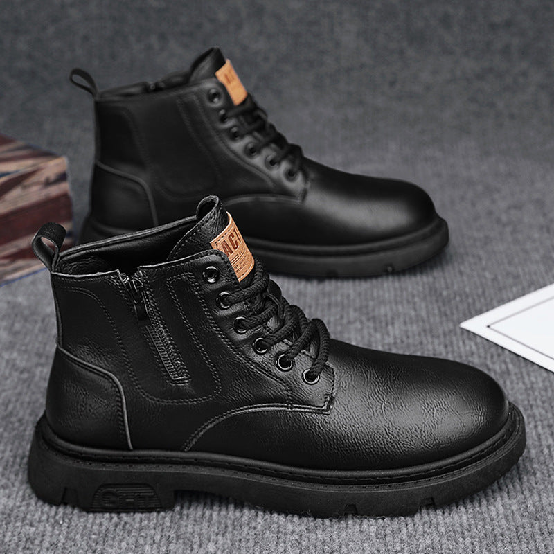 Men's British Style Short Boots with Side Zipper - Casual Retro Versatile Martin Boots for Autumn
