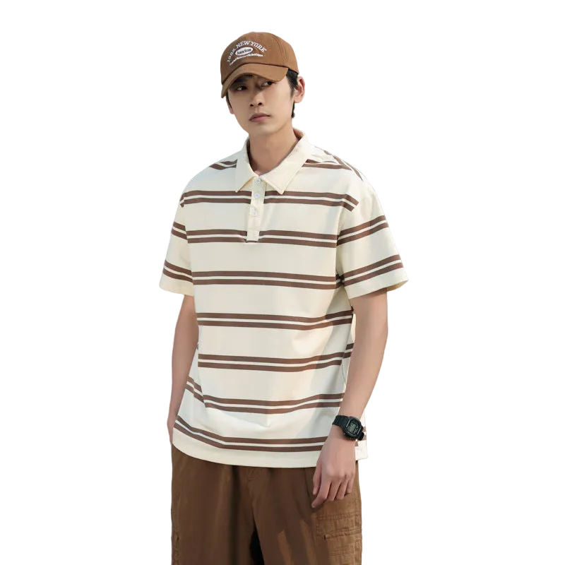 Striped Short Sleeved Polo Shirt for Men