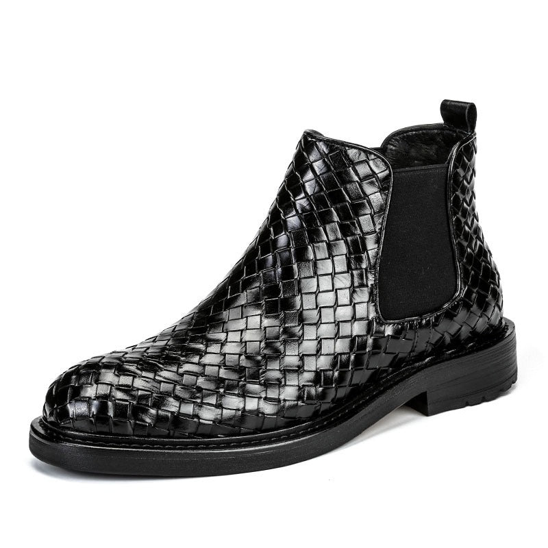 Men's Woven Pattern Short Boots