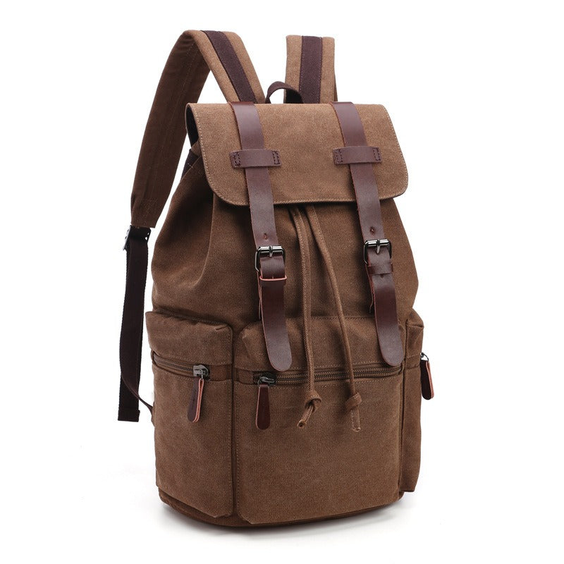 Durable Canvas Laptop Backpack Large Capacity Travel Bag