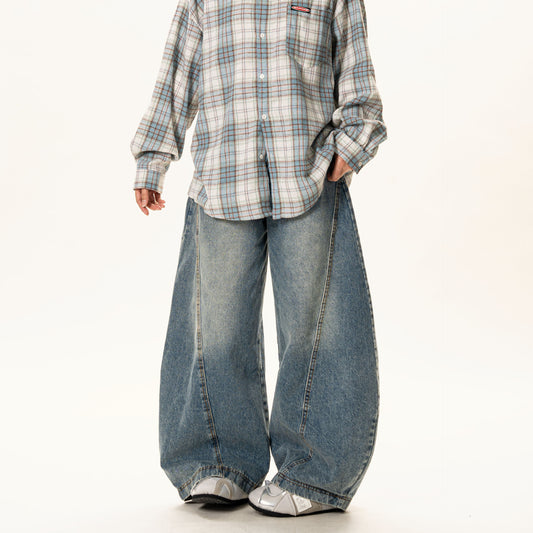 Premium Japanese Denim Loose-Fit Curved Knife Pants