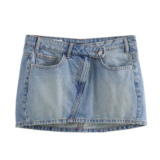 High-Waisted Slim Fit Vintage Denim Skirt