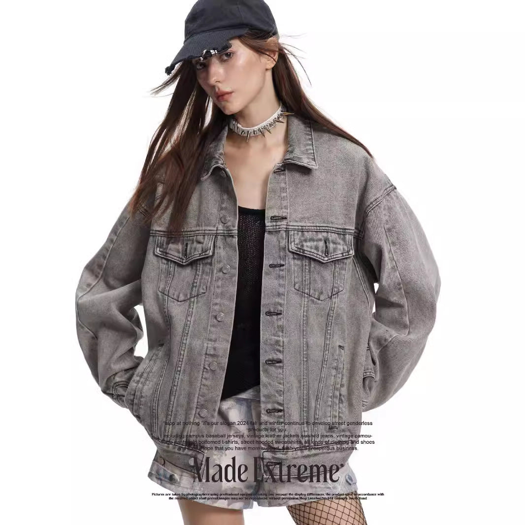 Street Heavy Washed Reverse Stitching Denim Vibe Outerwear