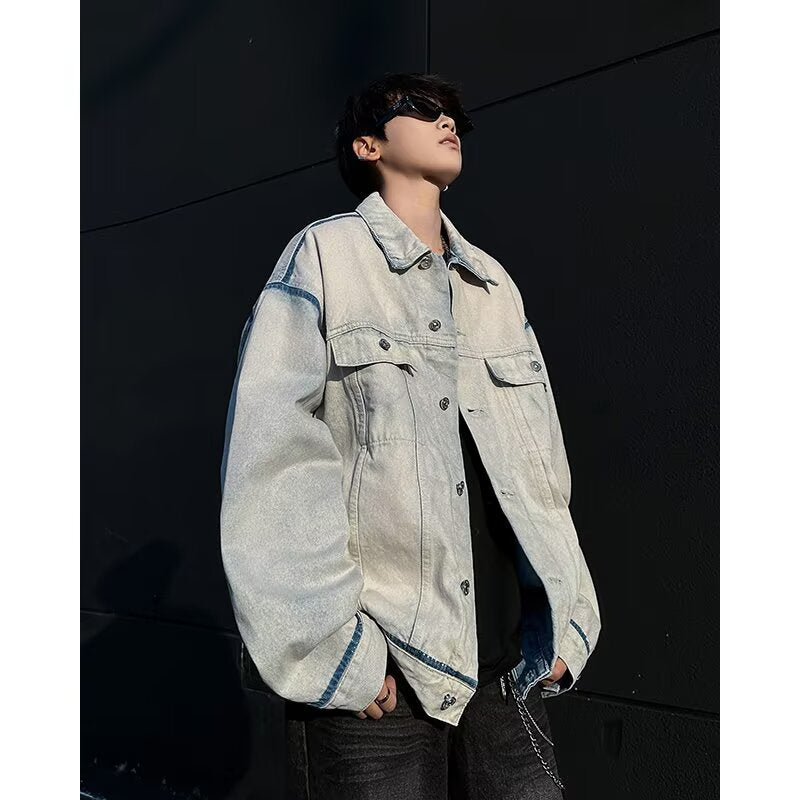 Men's Loose and Versatile Workwear Denim Jacket