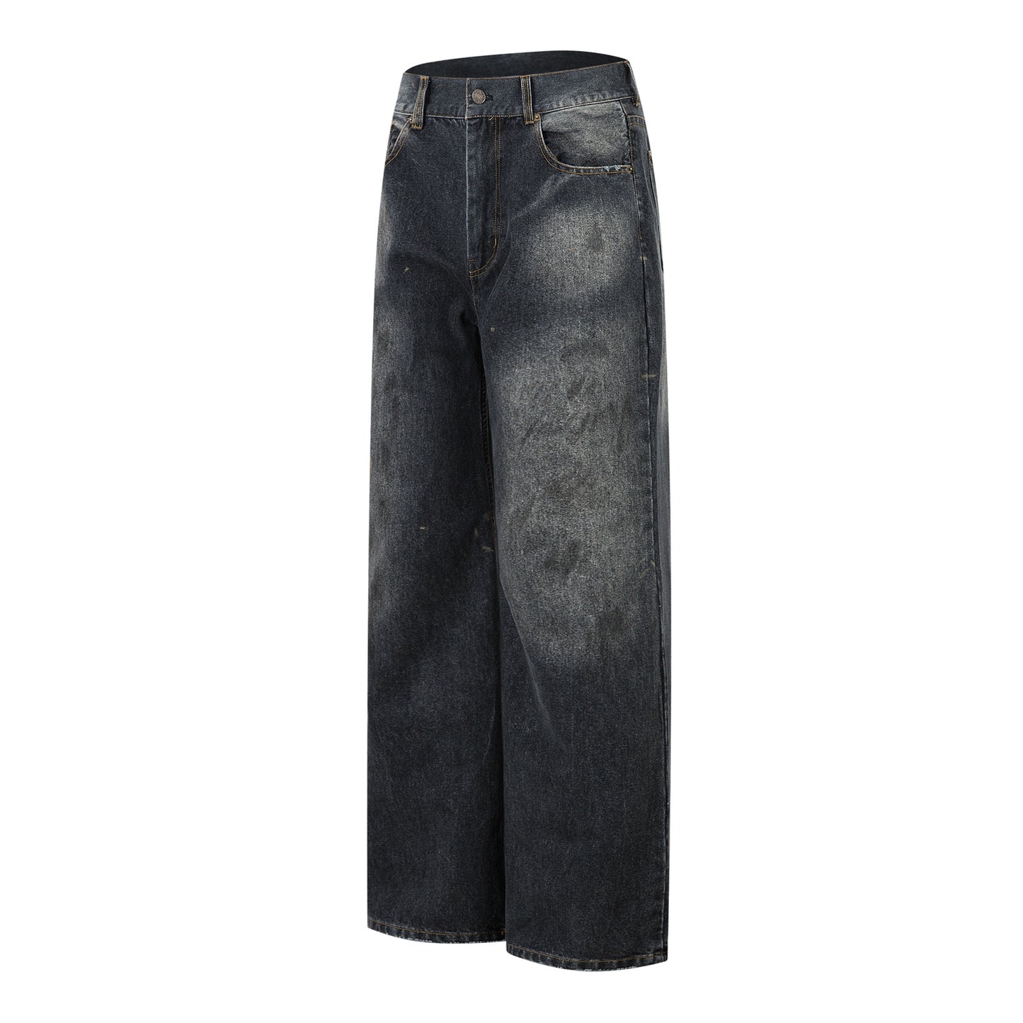 Premium Washed Black Straight Leg Jeans