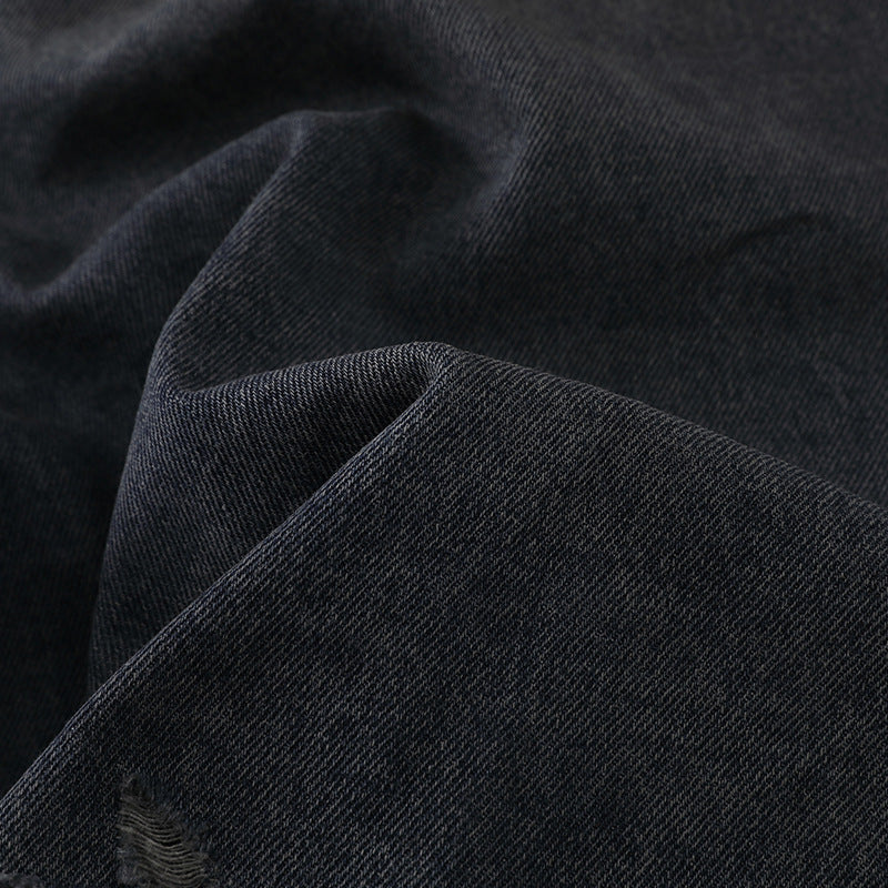 Ripped Faux Two-Piece Straight Leg Jeans Washed Casual Trousers