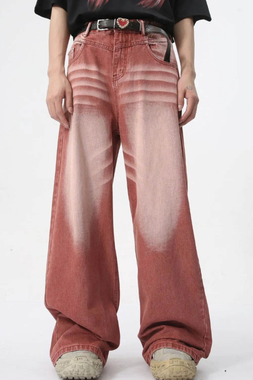 Men's Washed Wide Leg Jeans - Premium Japanese Denim