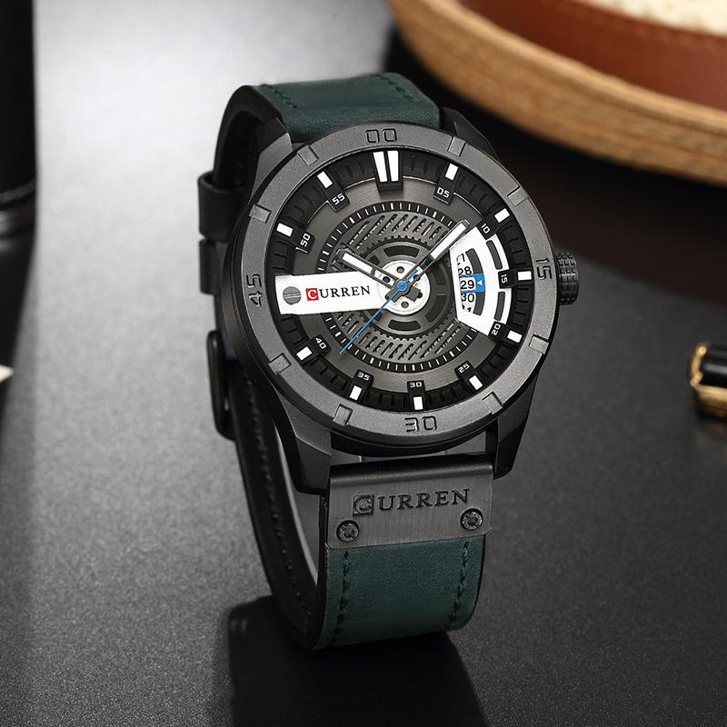 Men's Leather Quartz Wrist Watch