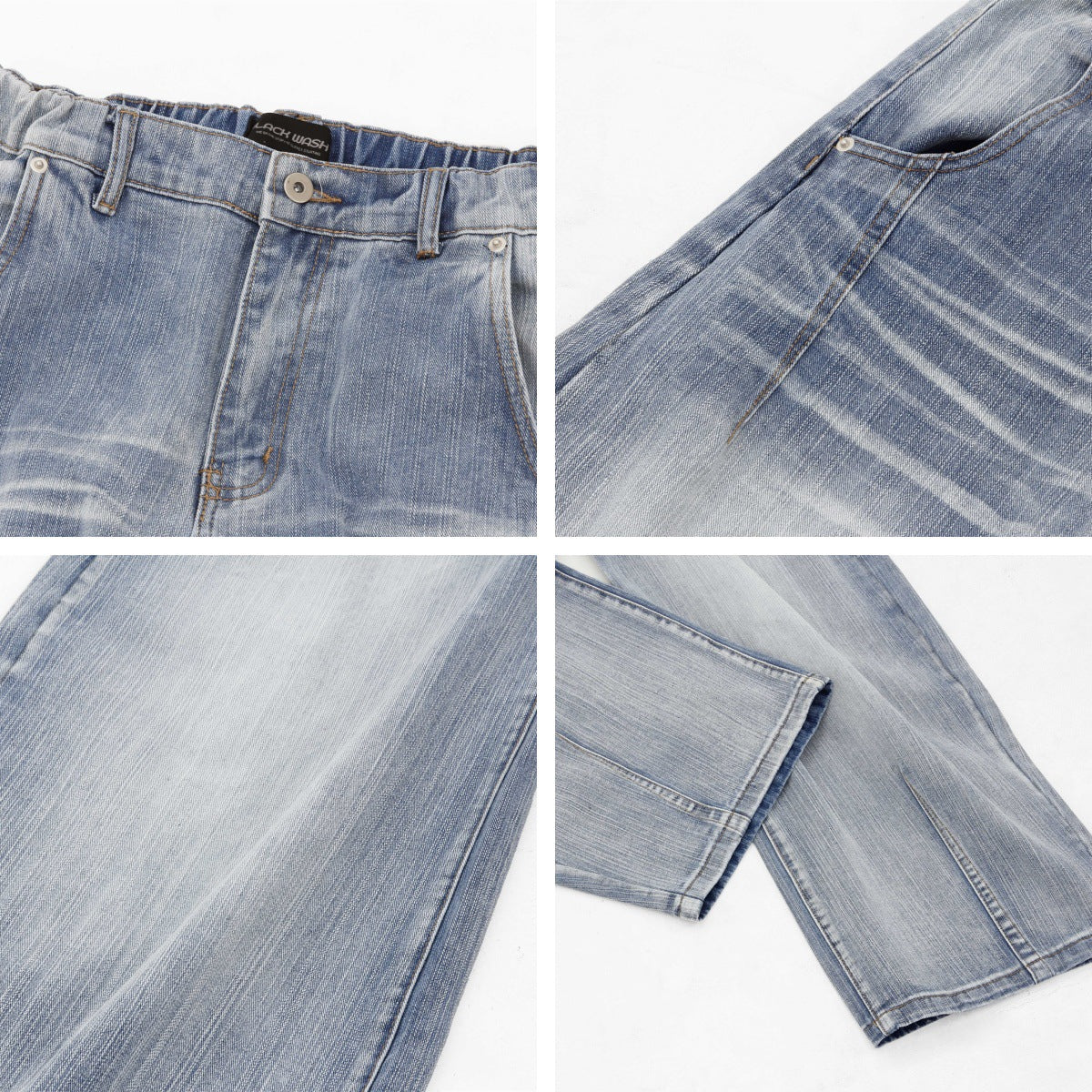 Washed Wide Leg Tapered Jeans - Unisex Loose Slimming Long Pants