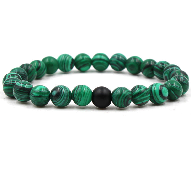 8mm Matte Black Frosted Stone Malachite Couple Bracelet