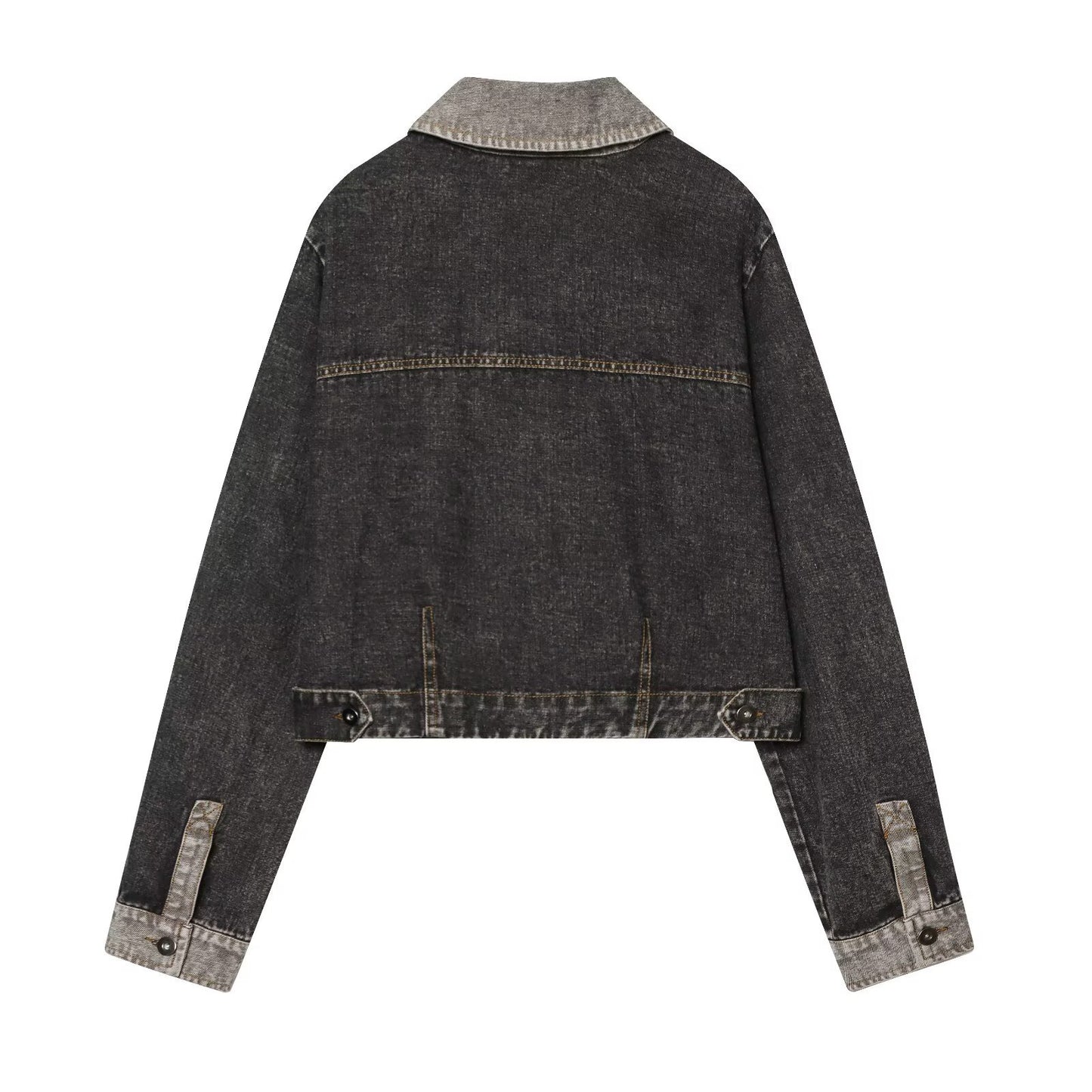 Spring Denim Jacket & Rolled Denim Jeans Set for Women — Coordinated Polyester Two-Piece