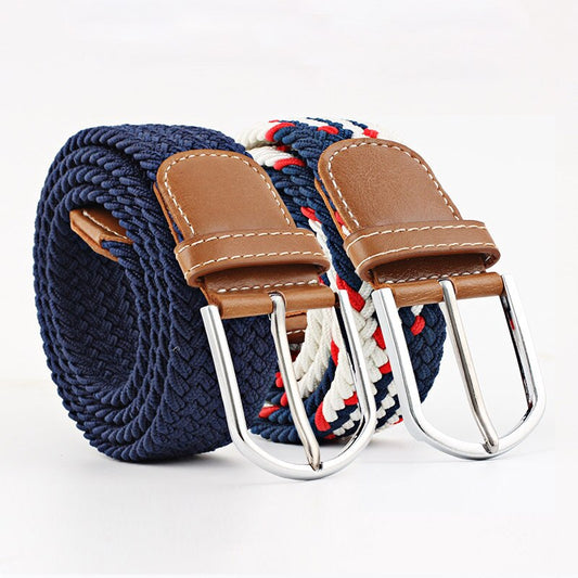 Women’s Striped Elastic Belt - Casual Fashion Jean Dress Waist Belt with Pin Buckle