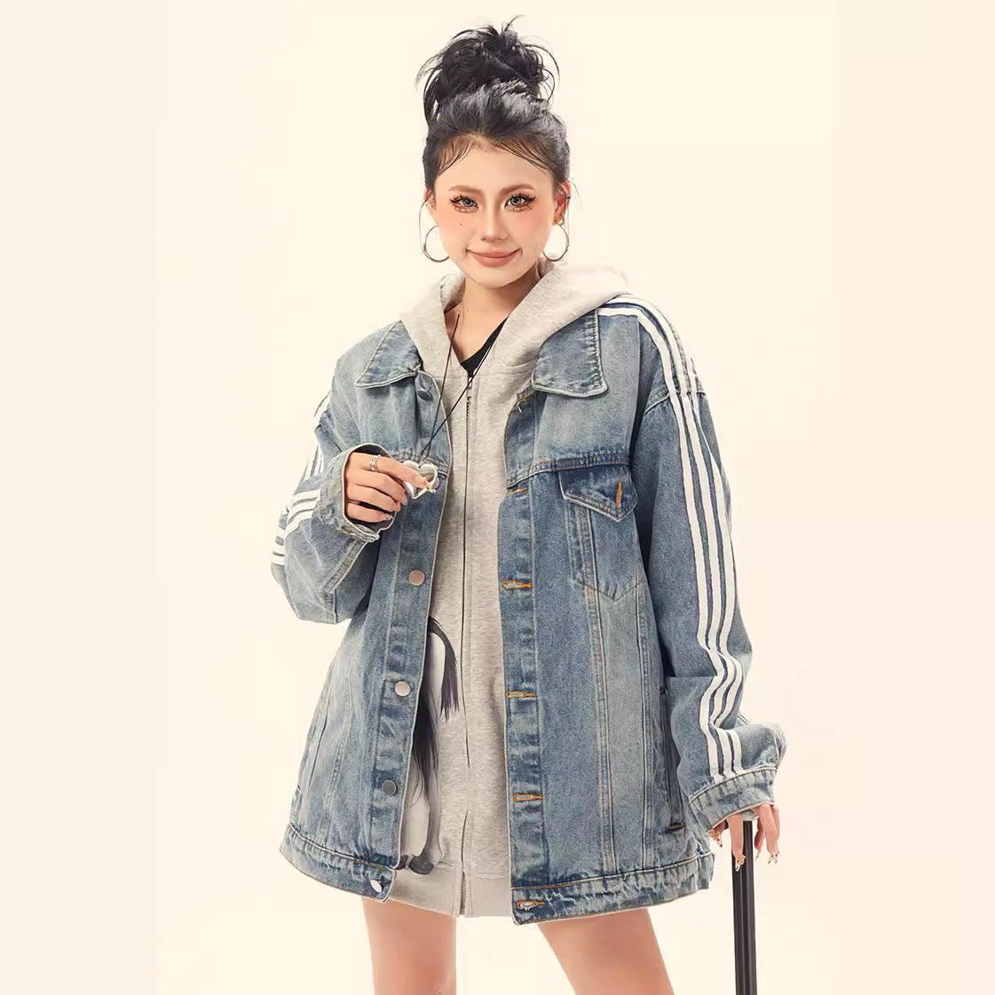 Premium Three Striped Denim Jacket