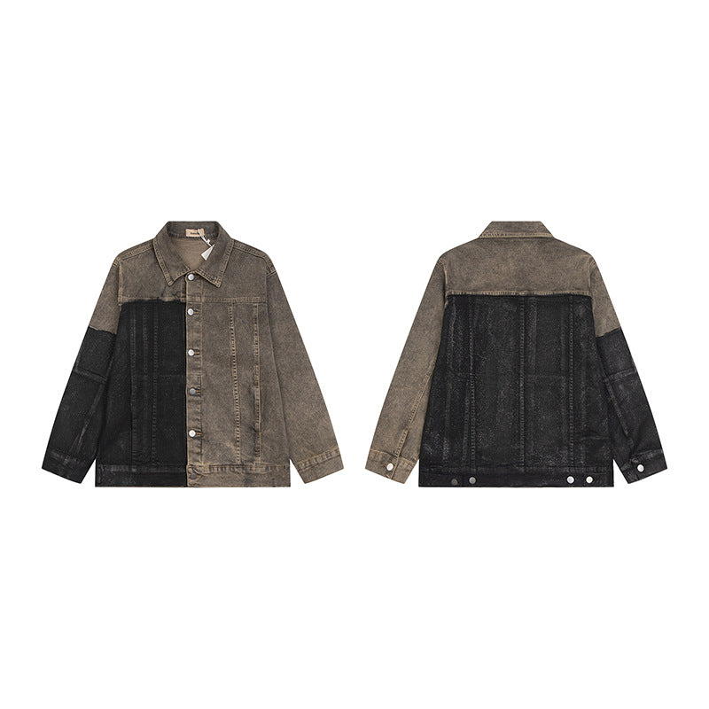 Washed Color Blocked Denim Jacket