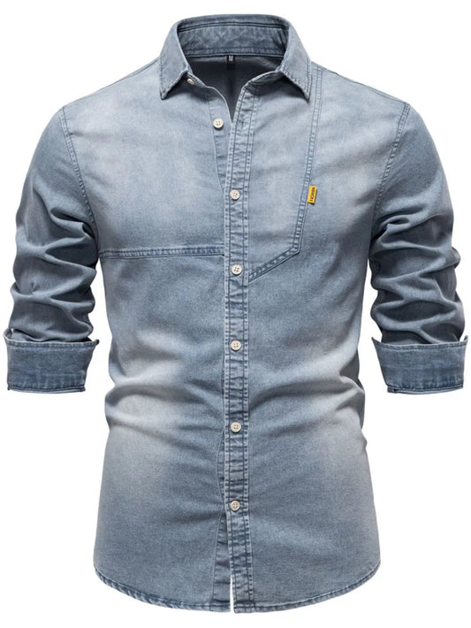 Men's Button Down Collared Neck Denim Shirt