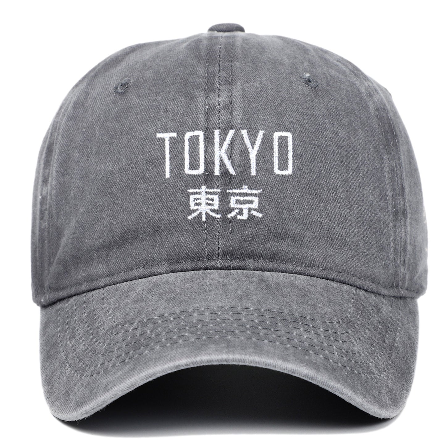 Tokyo Letter Embroidery Retro Soft Washed Baseball Cap Duck Tongue
