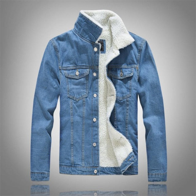 Men's Casual Denim Jacket Plus Velvet Warm Cotton Coat