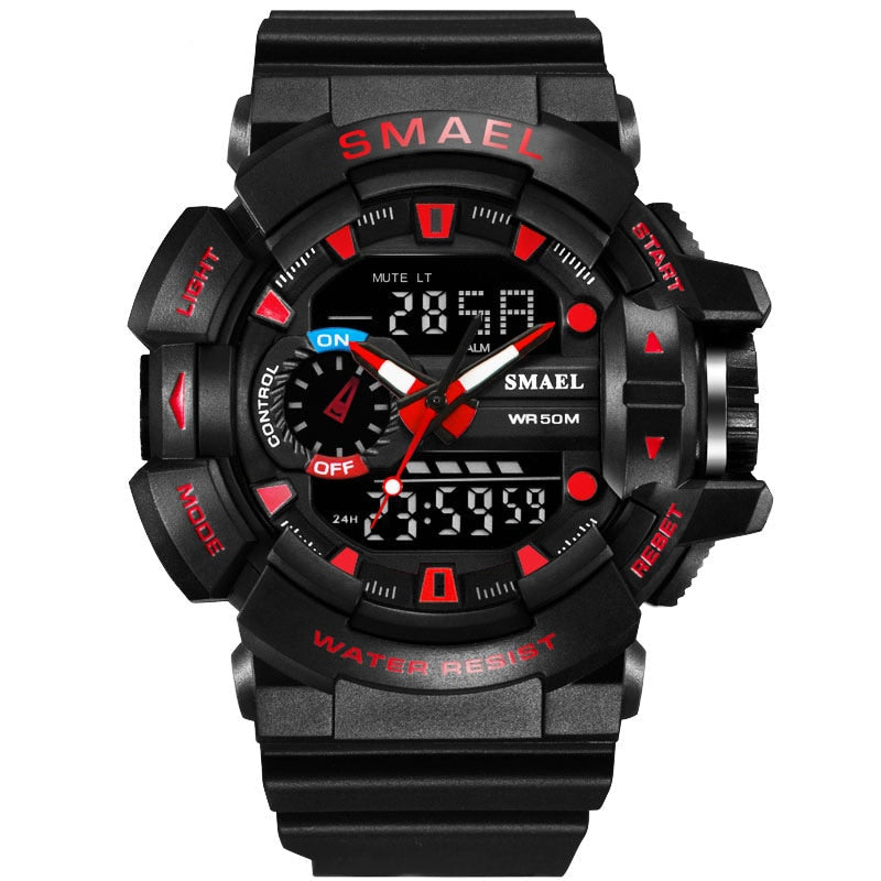 Men's Sports Military Watch - LED Quartz Dual Display, Waterproof Outdoor Sport Watch