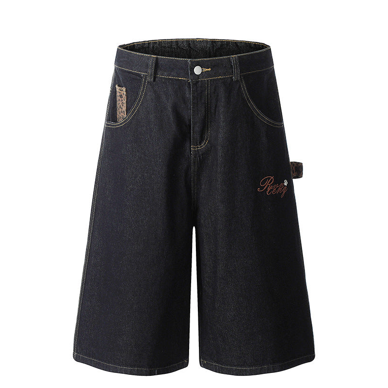 Deconstructing Leopard Print Patch Five Quarter Jeans