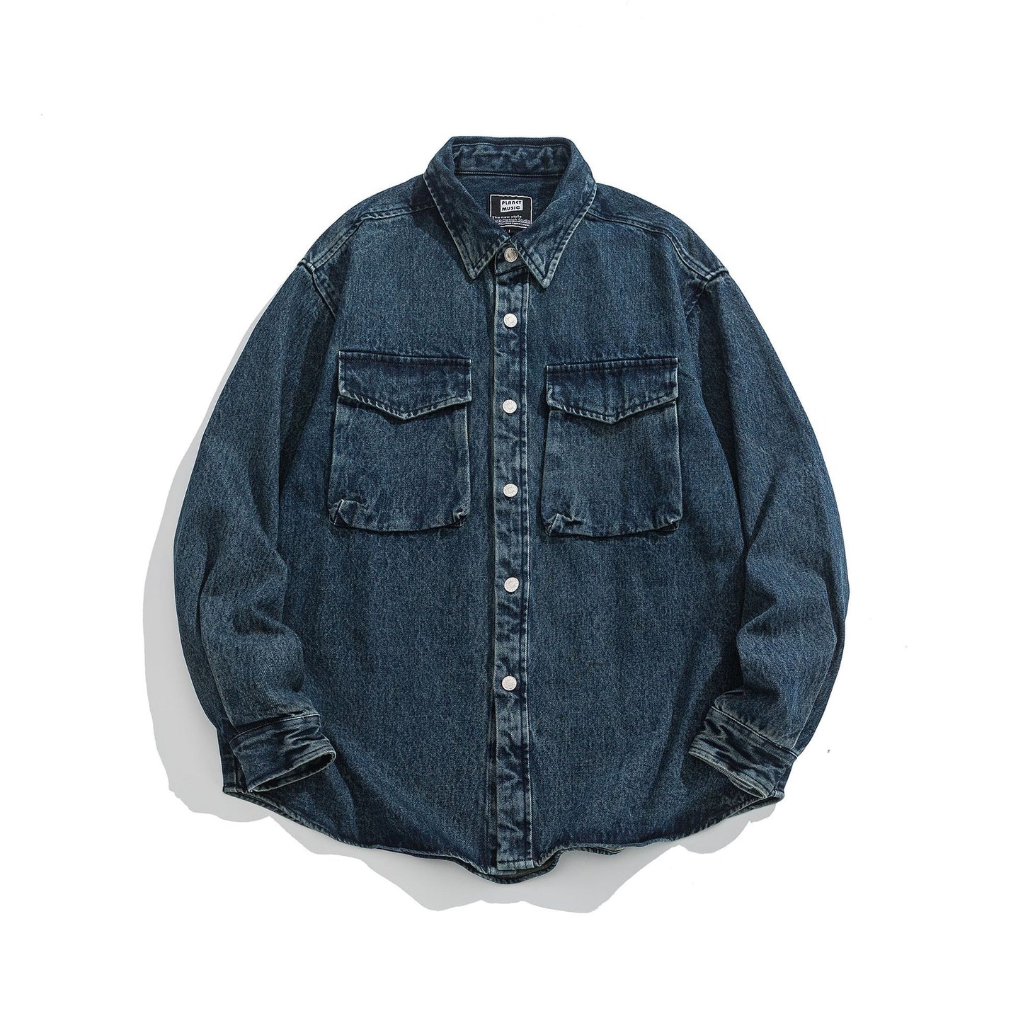 Washed Denim Long Sleeve Outerwear for Men and Women